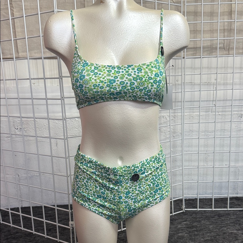 Cotton On Green and Blue Floral Bikini SZ M